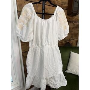 White Dress with embroidered sleeves